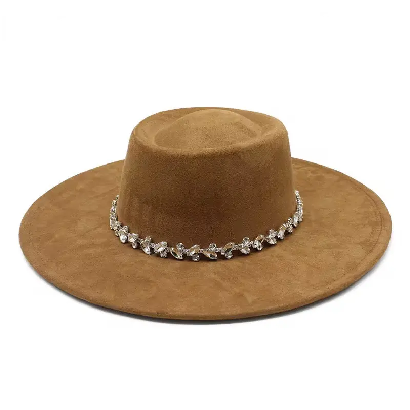 Unisex Geometric Raw Diamond Design Round Brim Boater Fedora Hat - Polyester-Suede Blend, Lightweight, Adjustable, Stylish, Hand Wash Only, Suitable for Pyrography Art & Laser Engraving, Everyday Wear, Box-Shipped