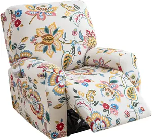 Floral Recliner Covers 4 Pieces Set Stretch Fit for Electric Power Lift Chairs 29-37 Inches Height 24-33 Inches Width Washable Protector for Pets Kids Living Room