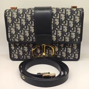 Pre-owned Dior Monogram 30 Montaigne Handbag in Blue Oblique Jacquard with Gold CD Clasp & Adjustable Leather Strap Made in Italy