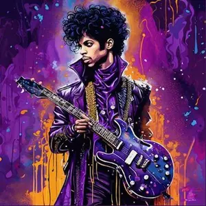 1pcs 5D DIY handmade diamond painting kit, 5D diamond art kit, DIY decoration, purple guitar player diamond painting kit full round drill DIY, mosaic, diamond art, DIY art home decor, suitable for Halloween and Christmas, Diamond Art Tools