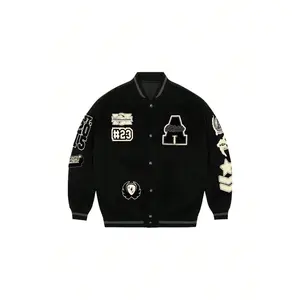 Men's Spring And Autumn High Street Retro Embroidered Baseball Jacket, Loose And Versatile Contrasting Color Jacket