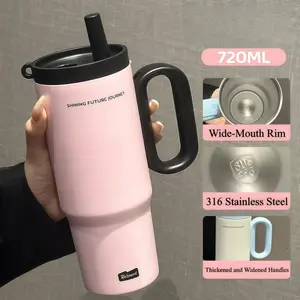 720ml-1000ml custom water bottle 316 stainless steel coffee thermos cup drinking bottle straw thermos insulated cup coffee mug
