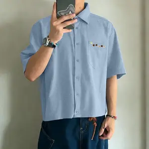 INCERUN Men's Clean Fit Short Sleeve Shirt Minimalist Korean Style Streetwear