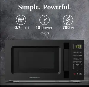 Farberware 0.7 cu ft Microwave Oven, 700W Countertop Microwave Oven with Auto Cook Menu, Black