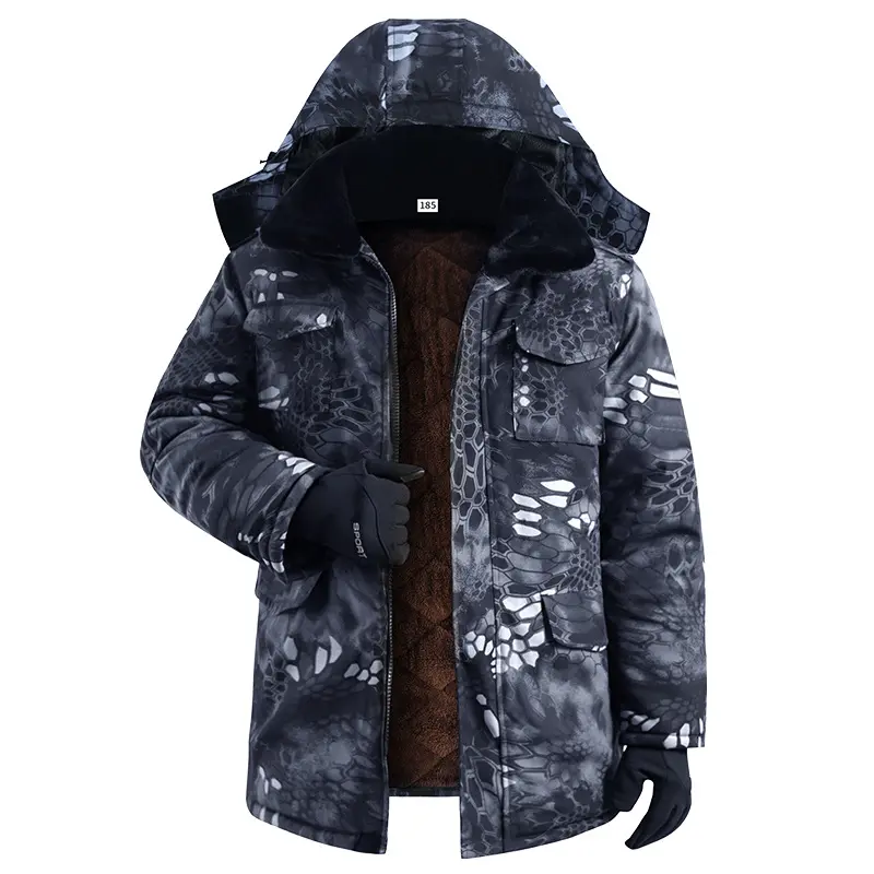 Men's Thick Winter Coats - Heavy-Duty Camouflage Parka Jacket, Water Resistant & Fleece-Lined Outdoor Menswear with Cargo Pockets, Utility, Farming
