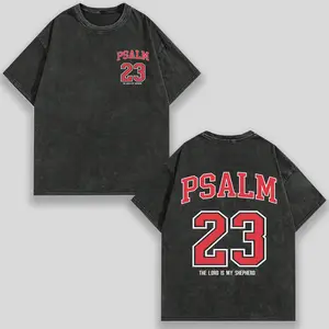 PSALM 23 Christian Shirt, 'THE LORD IS MY SHEPHERD' Christian Scripture T-Shirt, Vintage Retro Washed Shirt Double Sided Printed (230 Heavyweight Pure Cotton T-Shirt)  High Qualityy2k,Vintage,Streetwear Christmas Thanksgiving gift,Cyber Monday vintage t-s