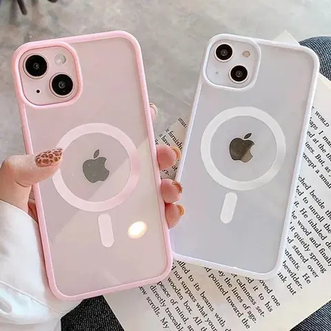 Fashion Acrylic Magnetic Protective Casing - Shockproof, MagSafe Wireless Charging Compatible - Non-Woven Accessory for iPhone 17,15,14 Plus,13,12,11 Pro Max
