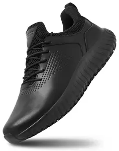 Men's Non Slip Work Shoes Lace Up Slip Resistant Sneakers Waterproof Food Service Kitchen Chef Restaurant Slip On Walking Shoes Lightweight Comfortable Nursing Shoes Working Footwear