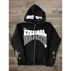 Men Star & Letter Printed Thermal Lined Zip-Up Hoodie, Long Sleeve, Zipper Hoodie,Street Wear