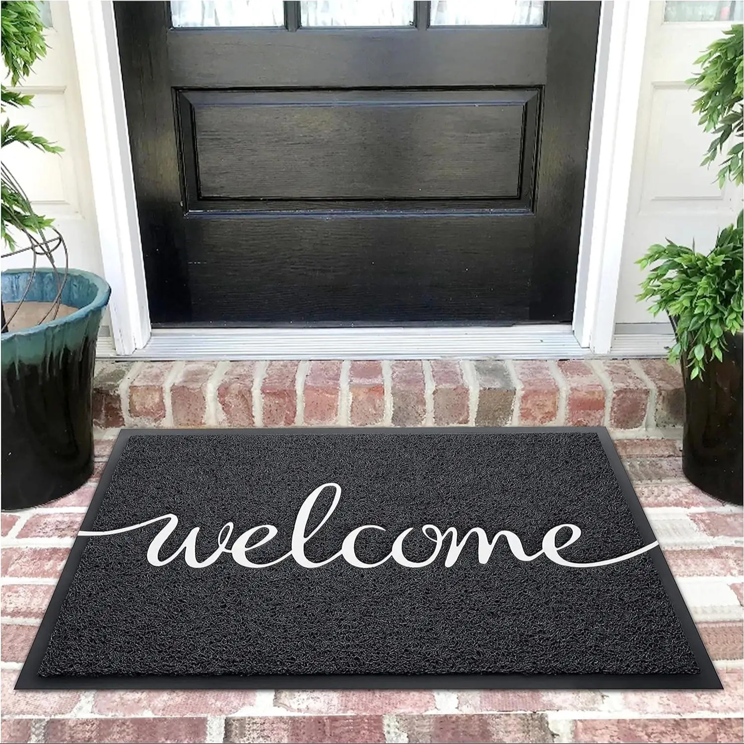 Welcome Door Mat, 1 Count Non-slip Durable Door Entrance Mat, Easy To Clean Front Door Mat Suitable for Garages, Entryways, Balconies, High Traffic Ar