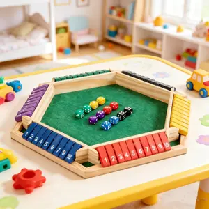 Wooden Tabletop Dice Game with 12 Diceforl-6 Players Classic Family Game ldealforGatherings Holidays Halloween Christmas