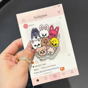 K-Pop SKZ Phone Grip, Cute Idol Style Phone Holder, Kawaii Fan Phone Stand, Magnetic Phone Grip, Aesthetic Kpop Accessory Gift