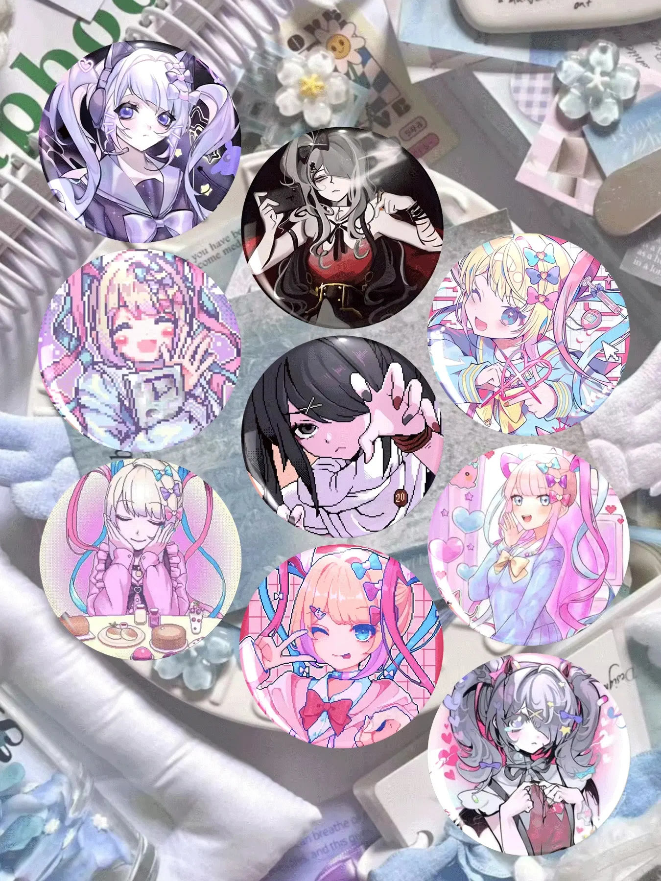 Anime Themed Badge Collection, Cute Character Design Hearts Love Brooches, Brooch Pins, Perfect Gift for Women & Girls, Ideal for Daily Wear & Collecting