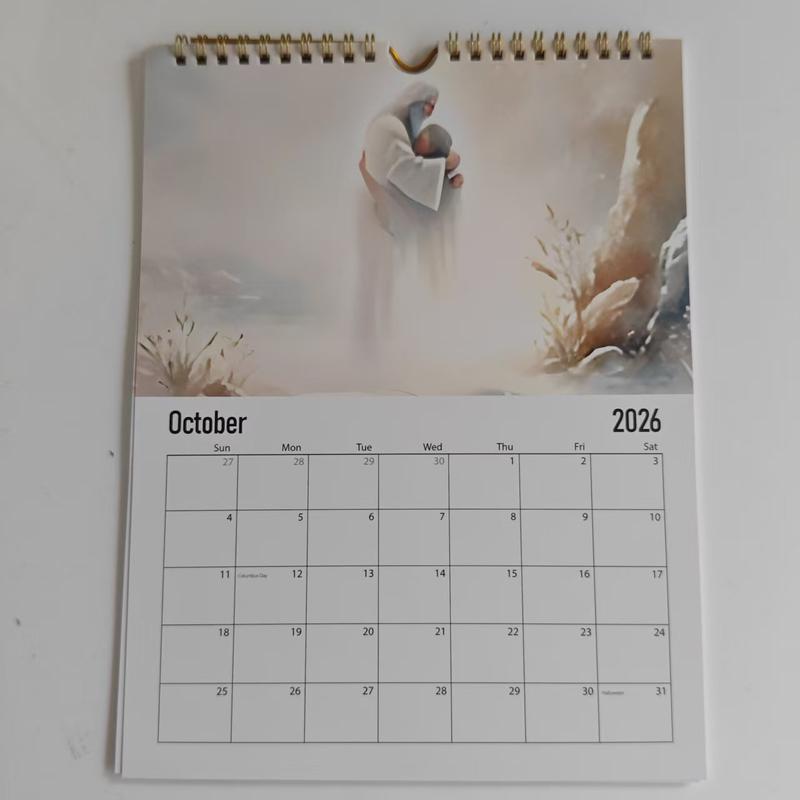 2026 Jesus and Lamb Calendar, Printable Bible Poster Image Calendar, Living Room Decor, Bedroom Modern Decoration