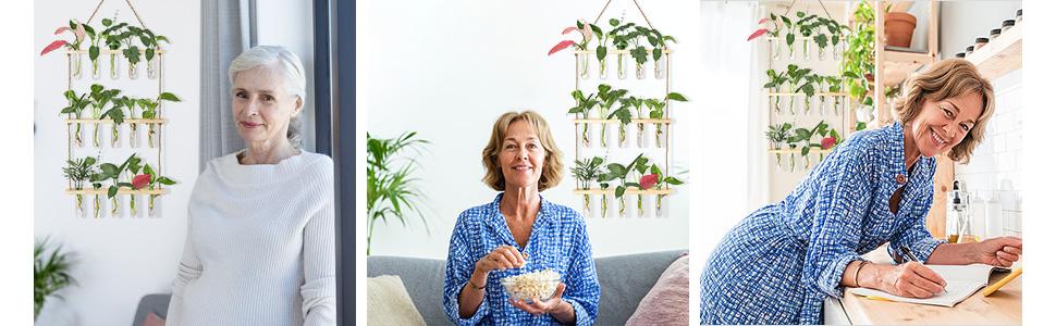 XXXFLOWER Extra Large Wooden Hanging Propagation Tubes 15 Vases Ready to Gift Indoor Plant Station Set for Easy Propagation & Decor