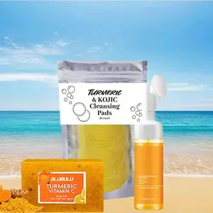 TURMERIC & KOJIC  Cleansing Pad & MousseCleanser Set, 3 Counts/set Deep Cleansing &Nourishing Skin Care Kit for Women & Men AI!Skin Types,Christmas,Christmas Gift