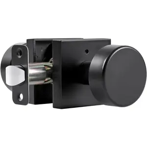 Black Door Knobs Interior, Matte Black Interior Door Knob with Lock, Square Modern Door Knob Handles for Bedroom and Bathroom, Heavy Duty Design