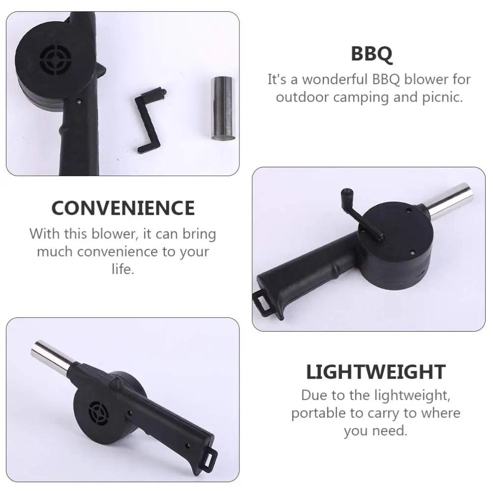 Outdoor Manual Air Blower Portable Hand Cranked Fan Hair Dryer for Camping Picnicking Barbecue Ignition Cooking Assistance Tools
