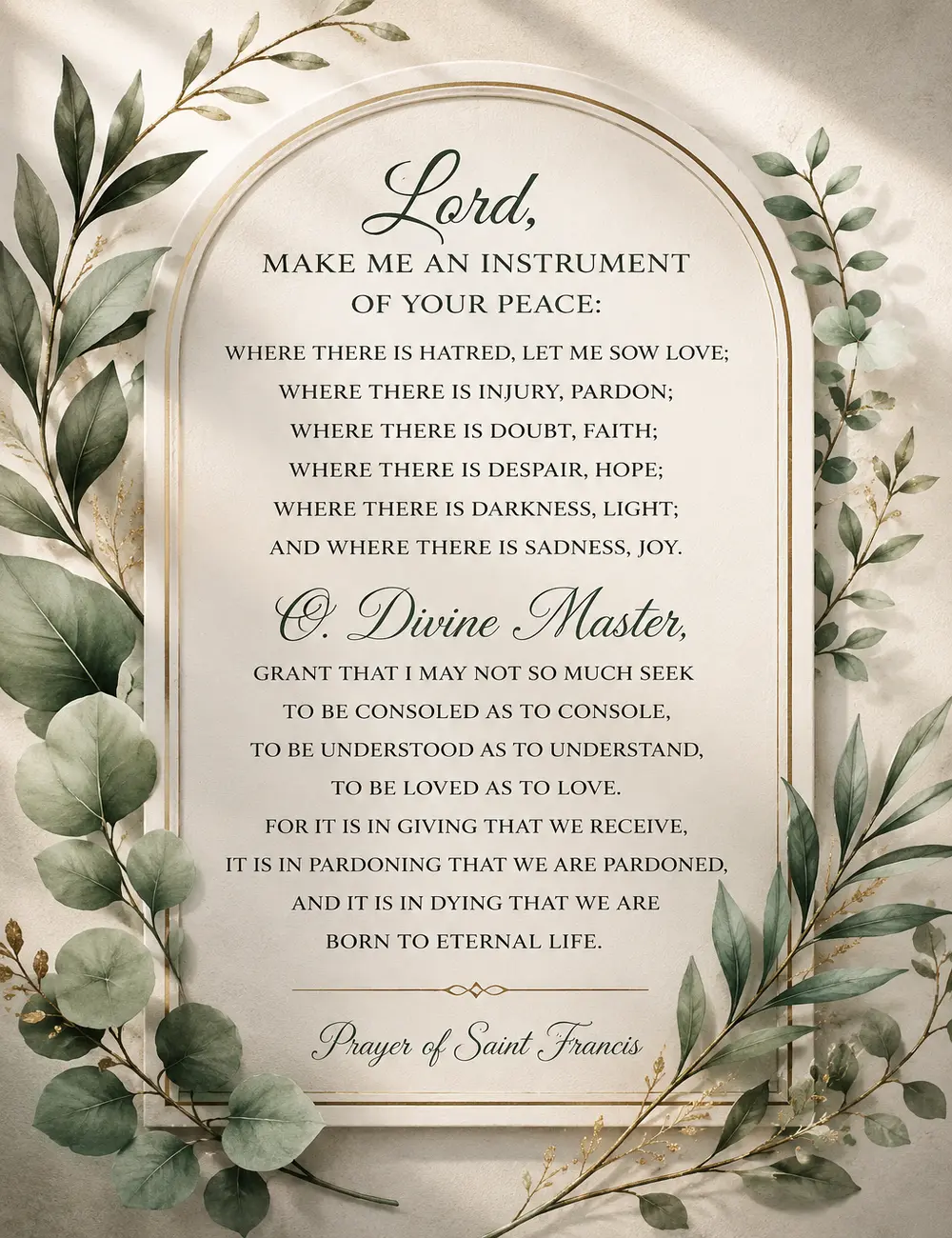 Prayer of Saint Francis Poster, Christian Wall Art, Make Me an Instrument of Your Peace Prayer, Religious Scripture Decor, Catholic Prayer Print, Faith Inspirational Wall Art for Church, Bedroom, Living Room, Office, Spiritual Gift for Peaceful Home Decor