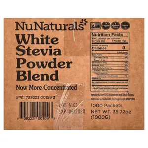 NuNaturals NuStevia, White Stevia Powder, 1,000 Packets, 35.72 oz (1,000 g)