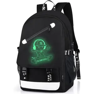 Anime Skateboard Backpack for Boys, School Bags Glow Bookbags for Teenagers
