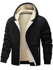 Men's Fleece Lined Hoodie Jacket, Zipper Pocket Design, Warm Inner Liner, Casual Fall Winter Wear, Available in Multiple Colors