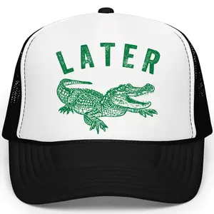 Later Gator Trucker Hat for Men & Women - Funny Quote Snapback - Retro Style Adjustable Cap - Dad Joke Mesh Hat - Alligator Graphic Hat