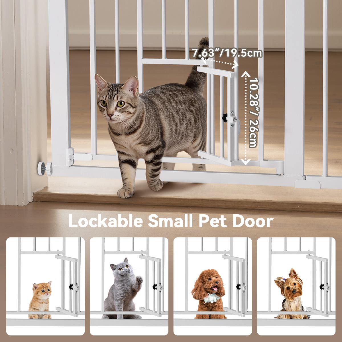 PAWGIANT 30" Tall Pet Gate for Cats, 29.5-32.3" Wide, with Cat Door, Auto Close Extra Wide Dog Gate for House, for Doorways & Bottom of Stairs, Pressure Mount Safety Gate for Babies, Toddlers & Pets, Tested & Safe, Baby Gate Pressure Mount