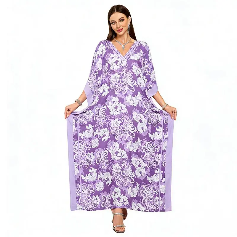 fitted lace wedding dress Ekouaer Women's House Dress with Pockets Moomoo Dresses Short Sleeve Mumu Nightgown Lounge Dress Button Down Sleepwear Purple with Flower / S