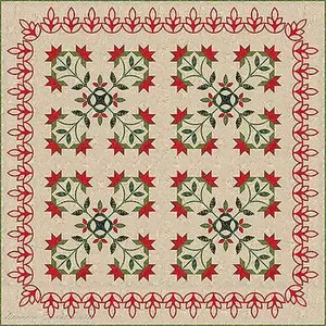 Poinsettia Patch Pattern 64 x 64 Pieced Applique Quilt by Laundry Basket Quilts