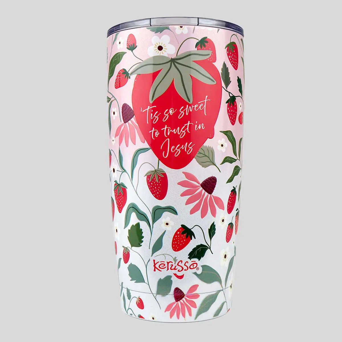 Kerusso 20oz Stainless Steel Portable Vacuum Flask Tumbler - Thermal, Acrylic Slide Lid, "Tis So Sweet" Design, for Adults' Casual Outdoors Use, Hand Wash Only