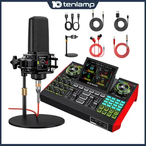 Tenlamp Plug-and-Play Podcast Studio Kit, equipped with sound conversion devices, audio mixers, and condenser microphones, is a portable real-time sound card kit suitable for smartphones, computers, live performances, and content creation