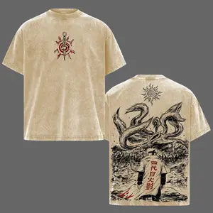 Minato Namikaze - NRT Anime Graphic Tee Vintage Washed Shirt Unisex Streetwear Fourth Hokage Anime Shirt Kurama Nine Tails Tee Naruto Anime Clothing Gift for Anime Lovers Fans