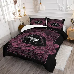 Gothic Print Bedding Set, Soft Quilt + Coreless Pillowcases, Comfortable Skin-Friendly, Dark Gothic Style, Bedroom Essentials, Soft Bedding Sets