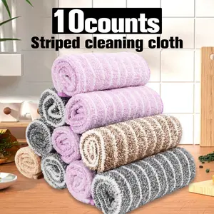 10 Counts Kitchen Towels, Super Absorbent Washable Fast-Drying Reusable Dishcloths, Lint - free wiping cloths with non - stick properties and high oil resistance,Random Color