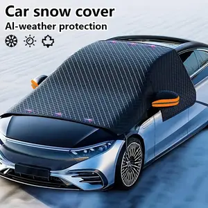 Car Windshield Snow Cover for All Vehicles - Heavy Duty Oxford Cloth with UV and Snow Protection Magnetic + Strap Mount Easy to Install All-Weather Car Accessory Sunshade for Car Outside Snowy Road Safety Anti-Scratch Fit for Cars Trucks SUVs