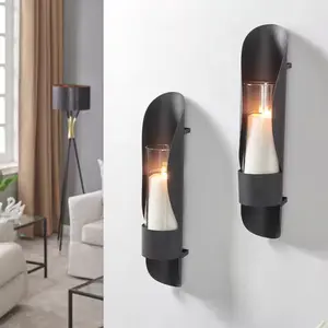 Newport Black Cylinder Candle Sconces (Set of 2) DANYA B