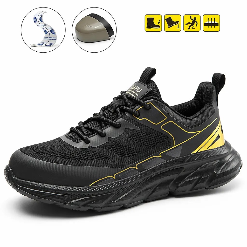 Steel Toe Work Shoes for Men Women - Lightweight Breathable Sneakers with Kevlar Puncture Resistant Midsole, Slip Resistant Anti-Smash Low Top Safety Shoes for Construction Warehouse Industrial