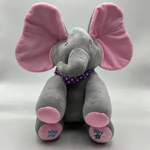 Musical Dancing Elephant Plush - Singing Peekaboo Toy with Moving Ears, Soft Cuddly Gift for Birthday
