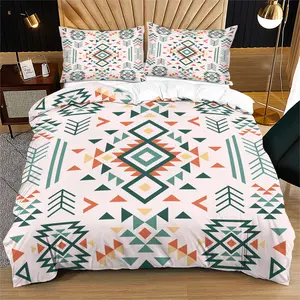 Navajo Style Duvet Cover Set, Soft Bedding Set, Includes 1 Fitted Sheet & Pillowcases, Perfect for Kids Teens Adults, Bedroom Decor Gift, No Core Included，A stylish and culturally rich bedding choice
