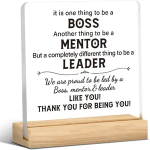 Boss Gifts, Acrylic Plaque Sign, Desk Decor Gifts for Women Men Him Boss Female Supervisor, Thank You Appreciation Gifts for Boss, Home Office Decor