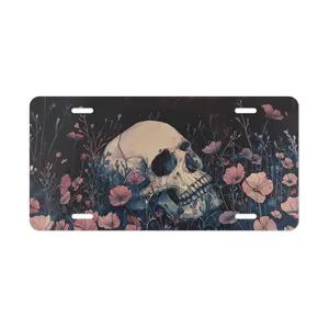 Floral Skull license plate, Gothic Front License Plate, Wildflower, Magical Vanity Plate For New Car, Dark Romantic Goth Gifts, Car Tag