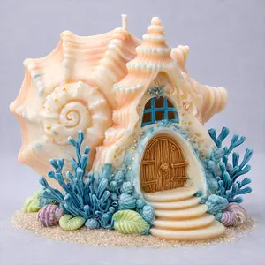 Underwater World Shell Scented Candle Silicone Mold, Spiral Shell Shape Coral Stone Decorative Healing Atmosphere Ornament Wax Making Resin Liquid Mould