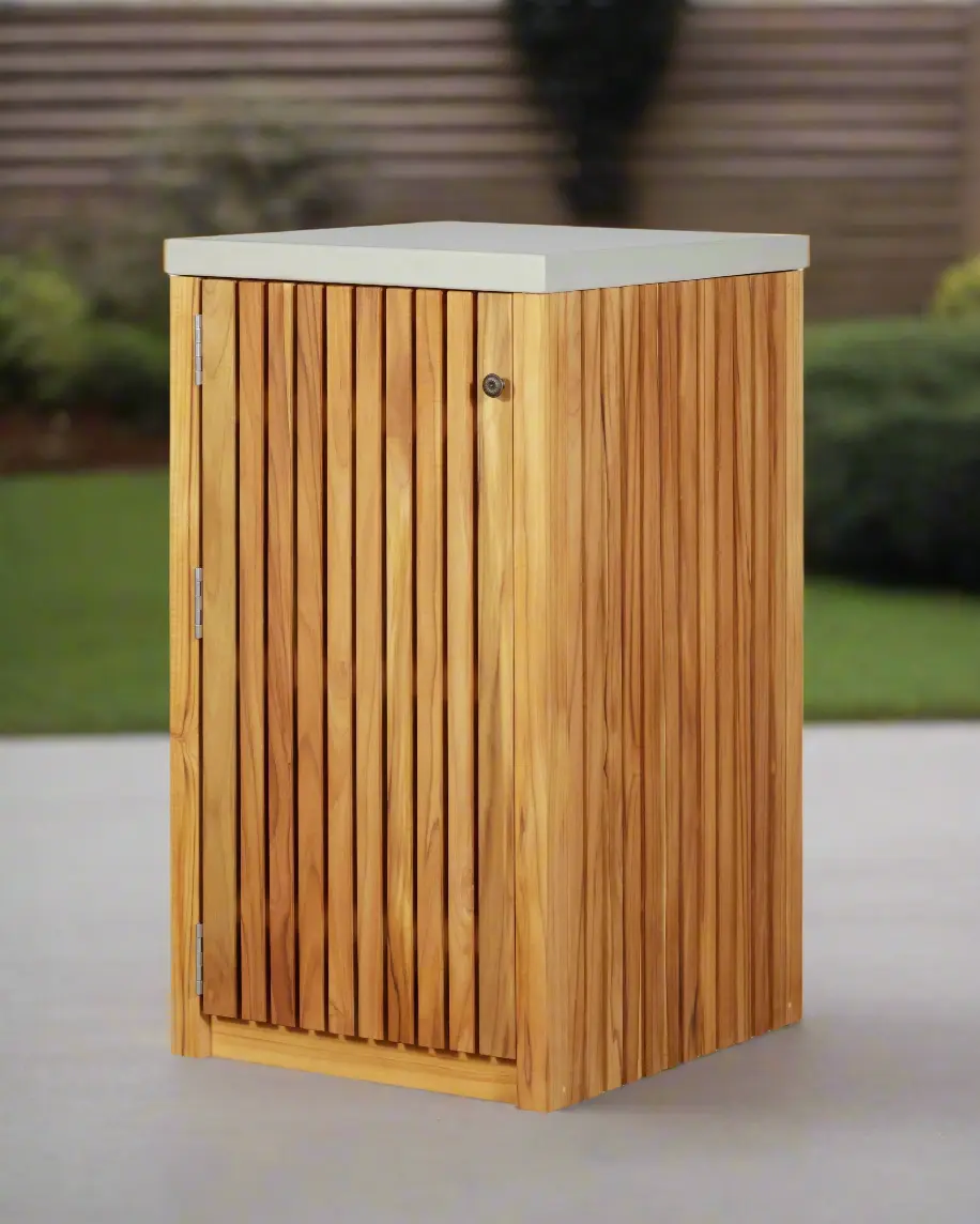 Eclipse Durable Solid Teak Wood Storage Cabinet - Indoor Cupboard, Outdoor Backyard Retreat Furniture Set for Storing Kids Toys, Towels, Suntan Lotion with Sleek Design