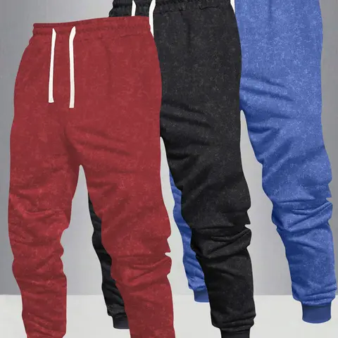 Men’s casual athletic tie-dye ribbed long pants — regular fit with an elastic waistband, drawstring, and pockets; machine washable sportswear suitable for street and outdoor wear, ideal for all seasons.