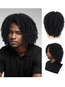 6 Inch Short Braided Dreadlock Wig for Men, Afro Bob Style with Crochet Twists, Layered & Breathable Synthetic Hair, Synthetic Braids