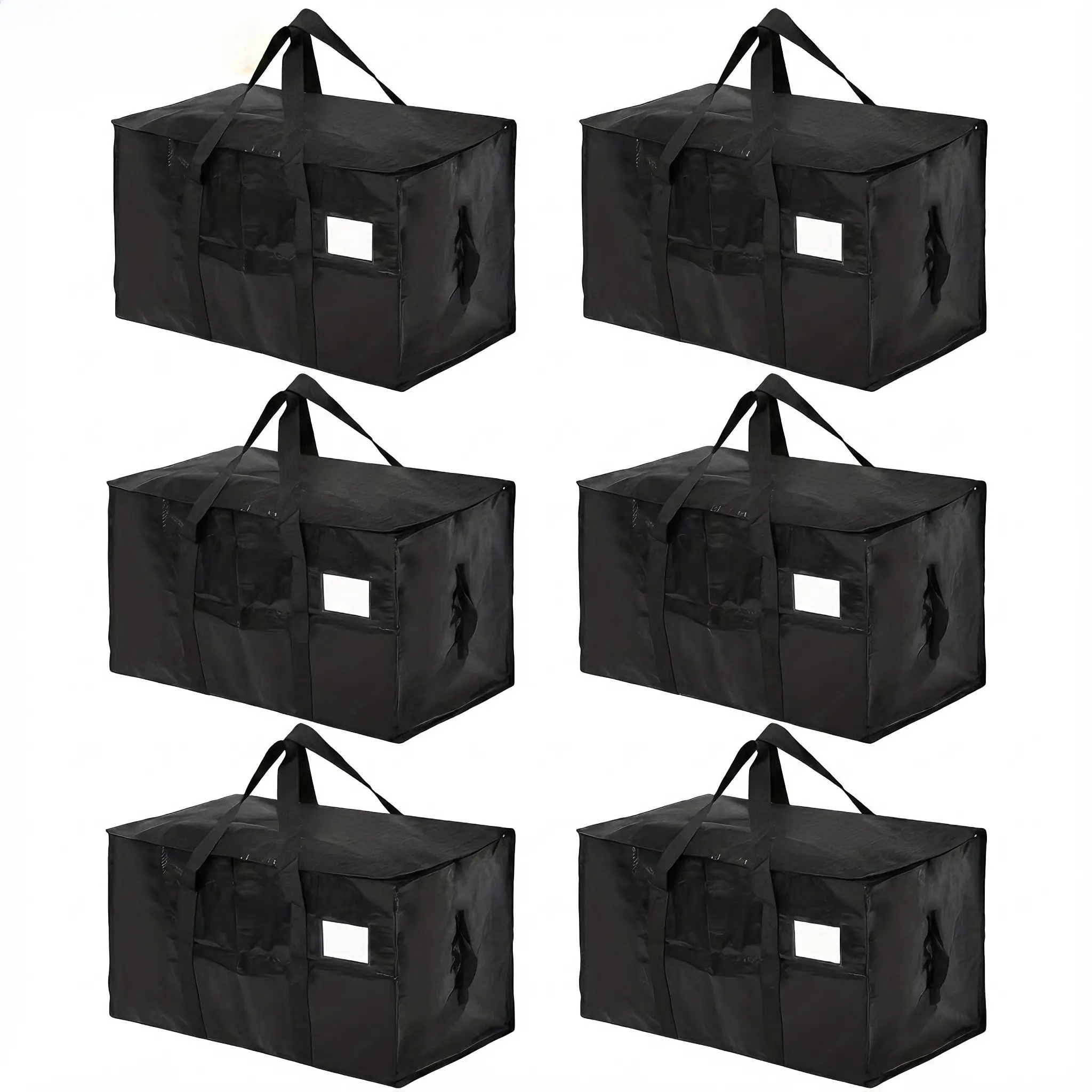 Extra Large Heavy Duty Moving Bags, Sturdy Packing Bags, Black Collapsible Storage Totes with Reinforced Comfortable Handles & Strong Zipper, Space Saving Moving Boxes Alternative for College Dorms, Clothes Packing, Holiday Decoration & Supplies Home Orga