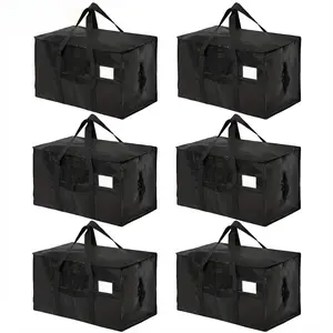 Extra Large Heavy Duty Moving Bags, Sturdy Packing Bags, Black Collapsible Storage Totes with Reinforced Comfortable Handles & Strong Zipper, Space Saving Moving Boxes Alternative for College Dorms, Clothes Packing, Holiday Decoration & Supplies Home Orga