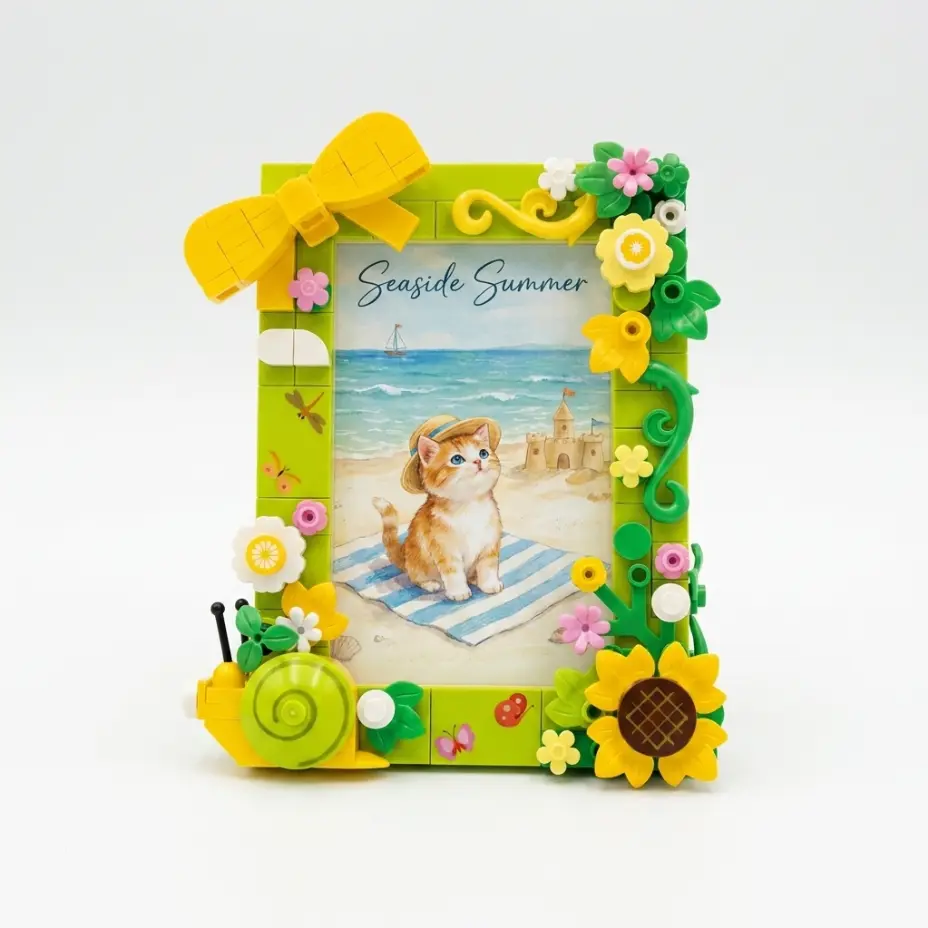 Colorful 3D Sunflower Building Blocks Photo Frame - DIY Adult Customizable Compact Design Set, Desk Decor, Indoor Sunshine-Themed Home Supply Gift