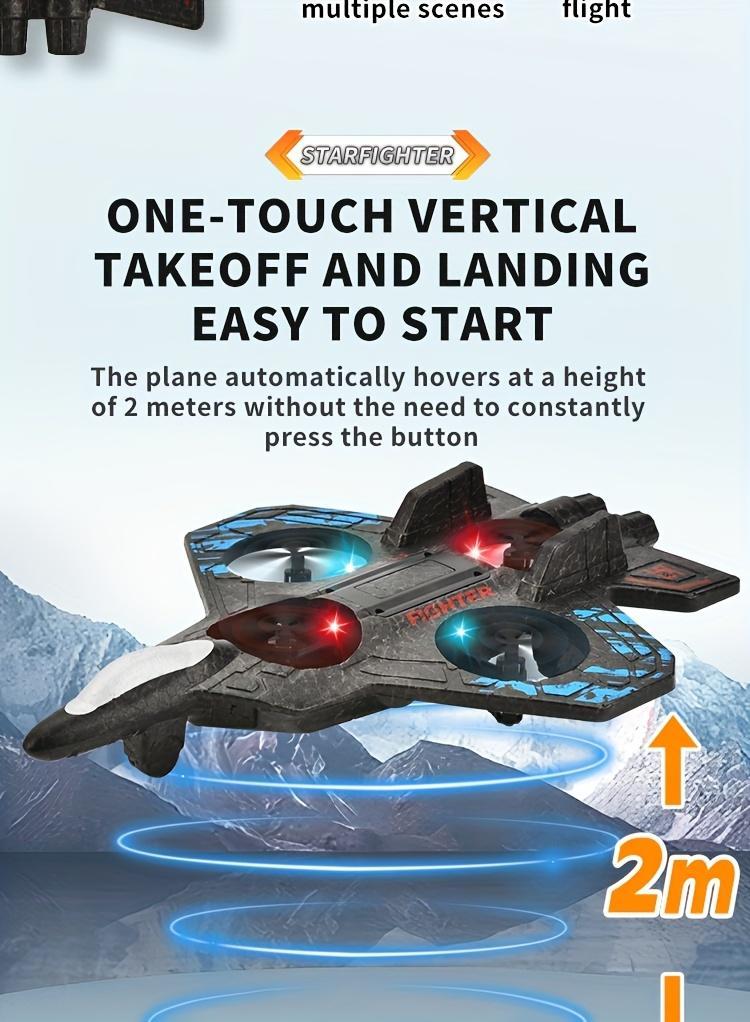 Long-Flight LED RC Fighter Jet Drone for Kids – One-Key Return, Durable FoaRemote control airplane,Combat-Shaped Drone, Equipped with LED Cool Color Lights, Features One-Key Takeoff and Landing